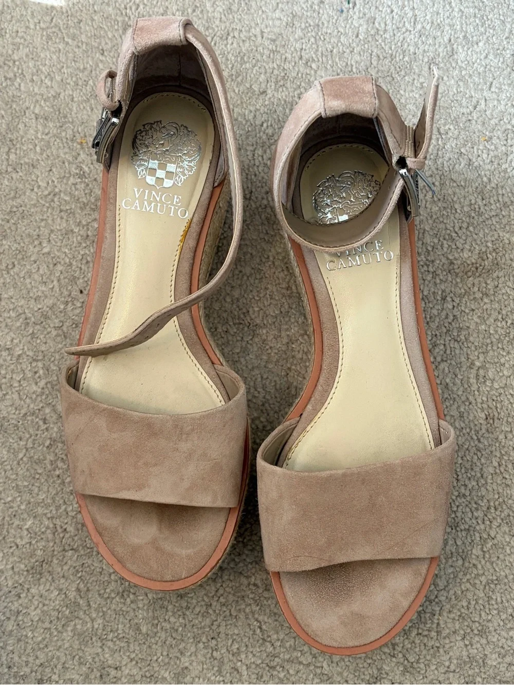 Vince Camuto Women’s Suede Ankle-Strap Sandals — Taupe